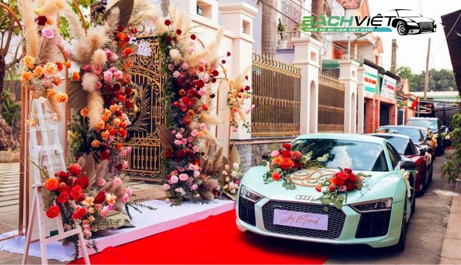 Diverse and colorful wedding car rental in CAN THO